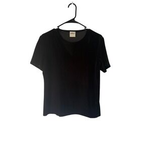 Hillard Hanson Vintage 90s Grunge‎ Black Velvet Short Sleeve Top Whimisgoth M